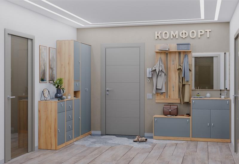 Прихожая Комфорт в новом цвете дуб золотистый/графит, фабрика Глазов-мебель